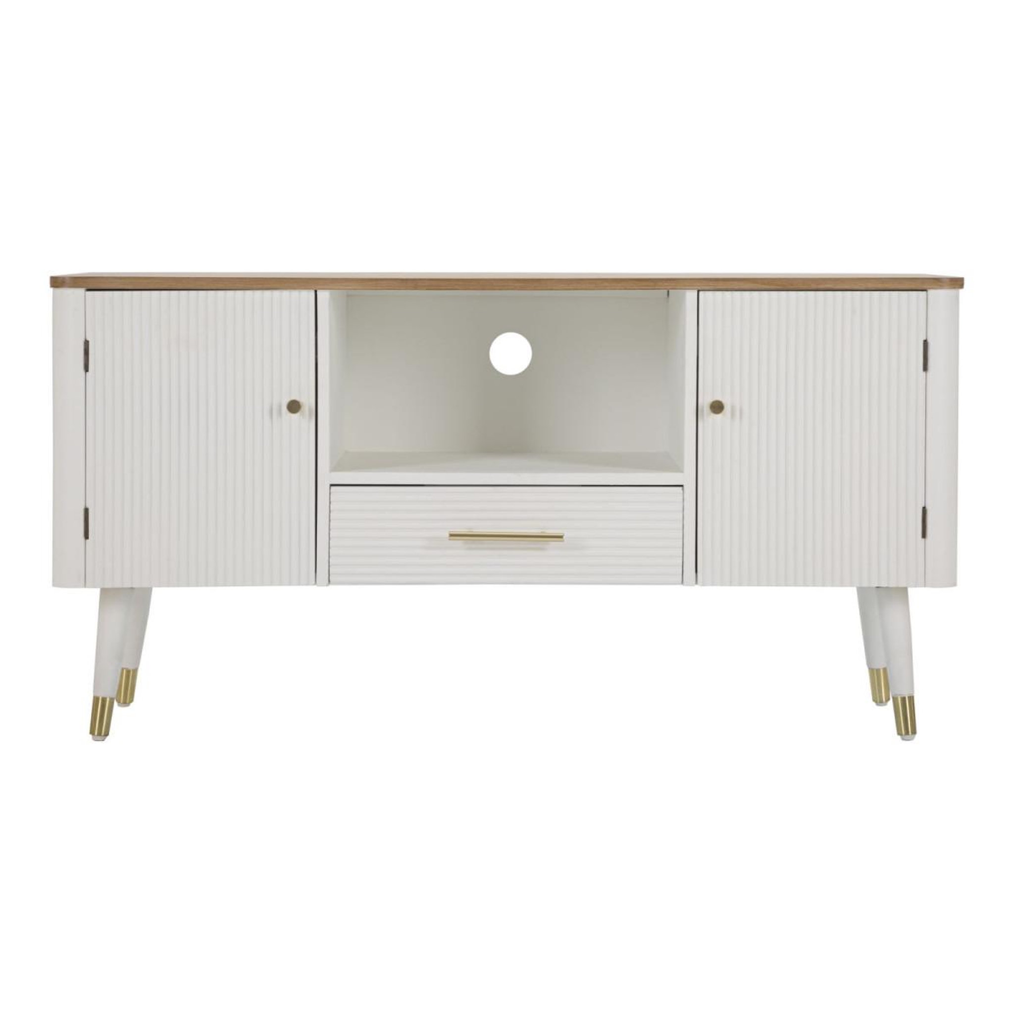 Voir la diapositive 2 : Paris Prix Meuble tv en bois  matera  117cm blanc & naturel