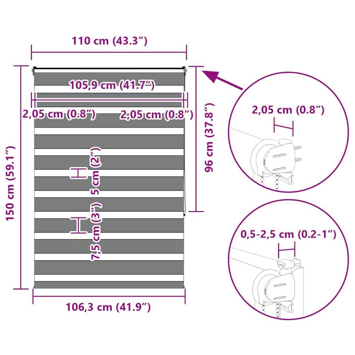 VIDAXL Store zebre marron sable largeur du tissu 105,9 cm polyester