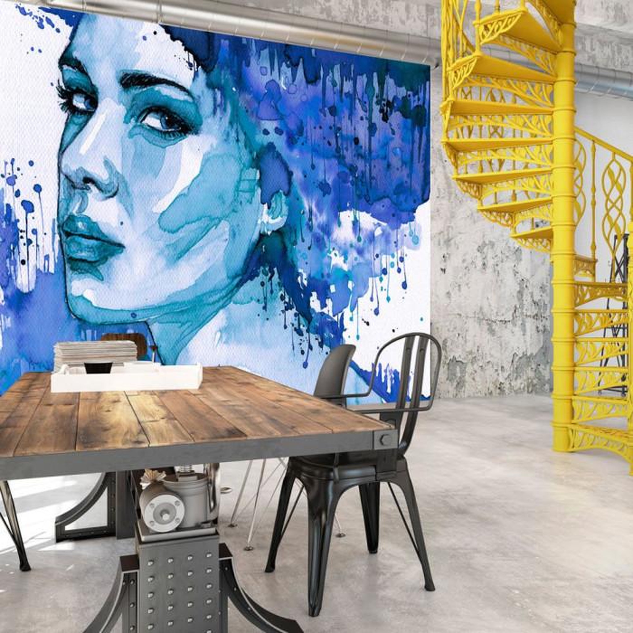 Paris Prix Papier Peint  Blue Lady. Coloris disponibles : Multicolore