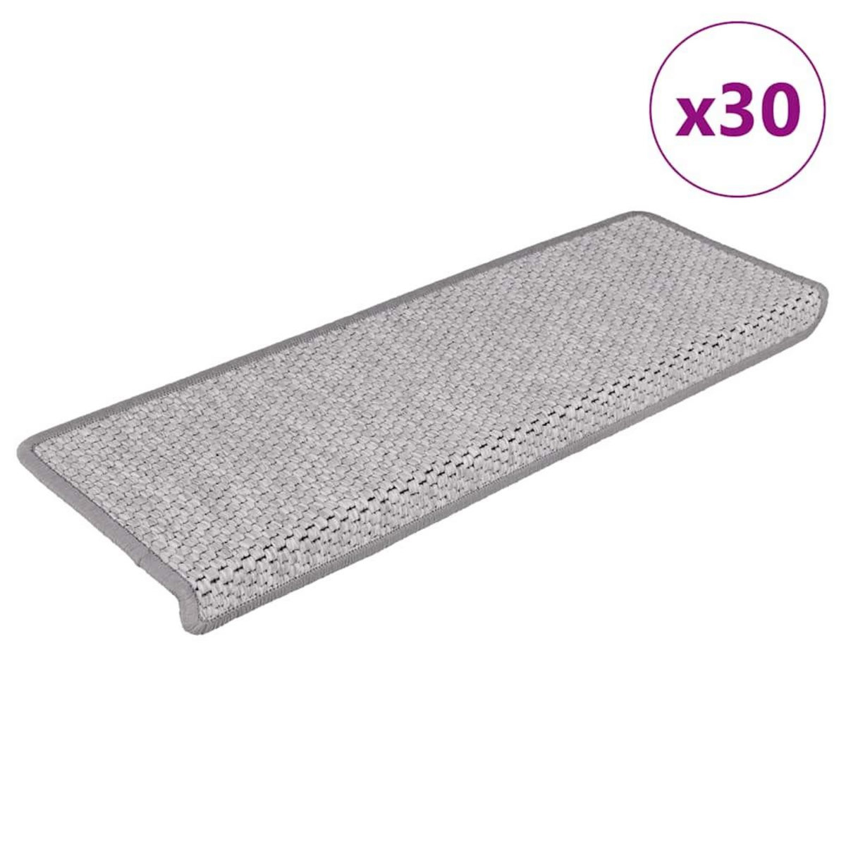 VIDAXL Tapis d'escalier autocollants 30 pcs 65x21x4 cm platine