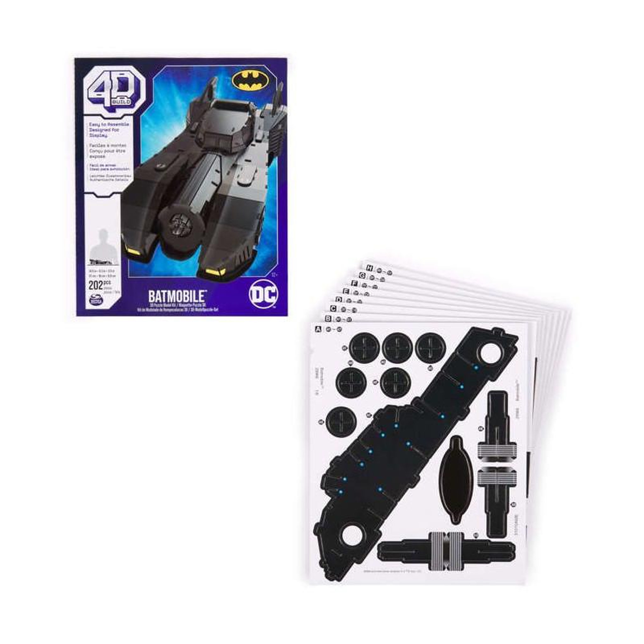 Voir la diapositive 3 : GENERIQUE Puzzle 4D Build enfant Batmobile Batman DC maquette 3D construction – Spin Master