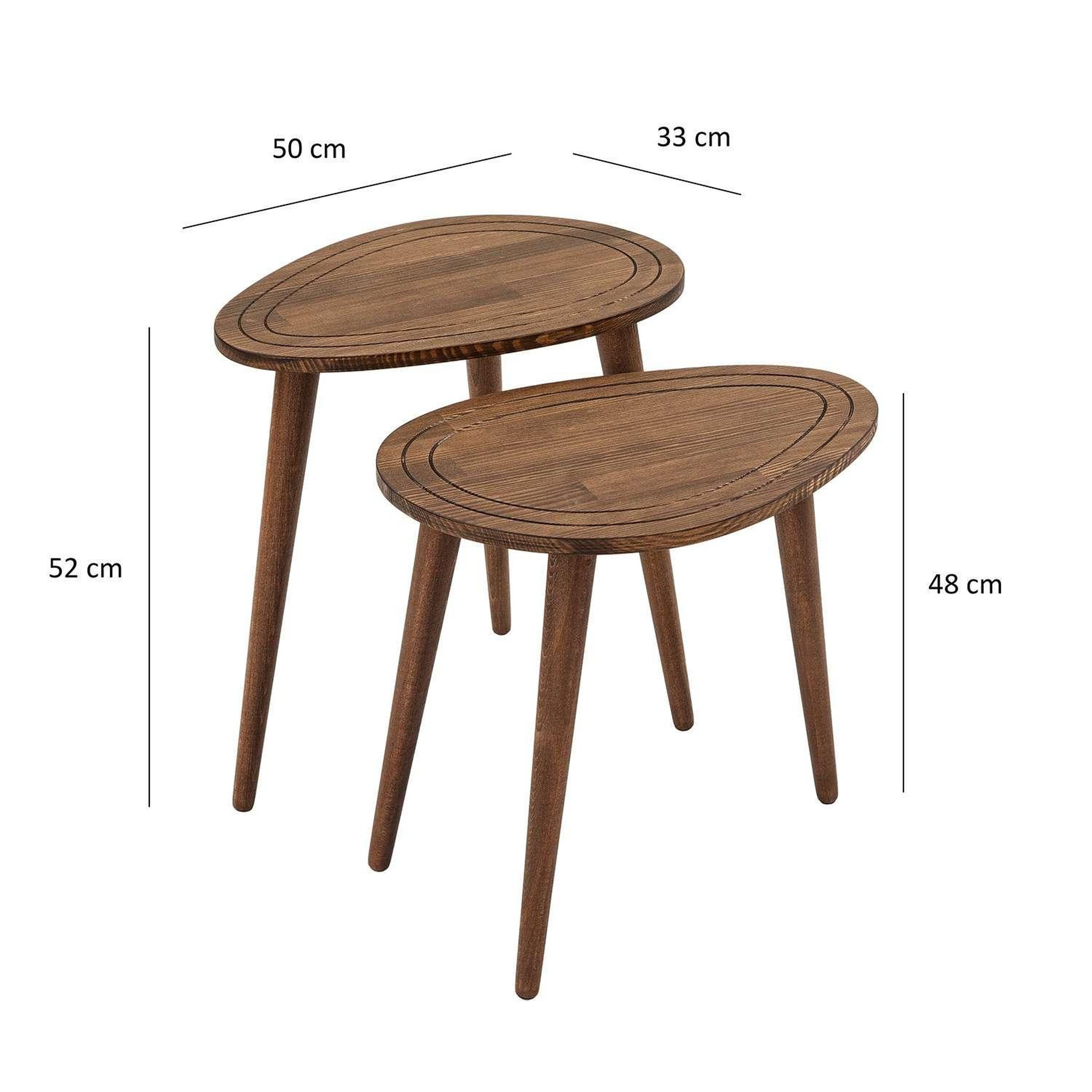 Voir la diapositive 3 : TOILINUX Lot de 2 tables d'appoint théodore en bois massif