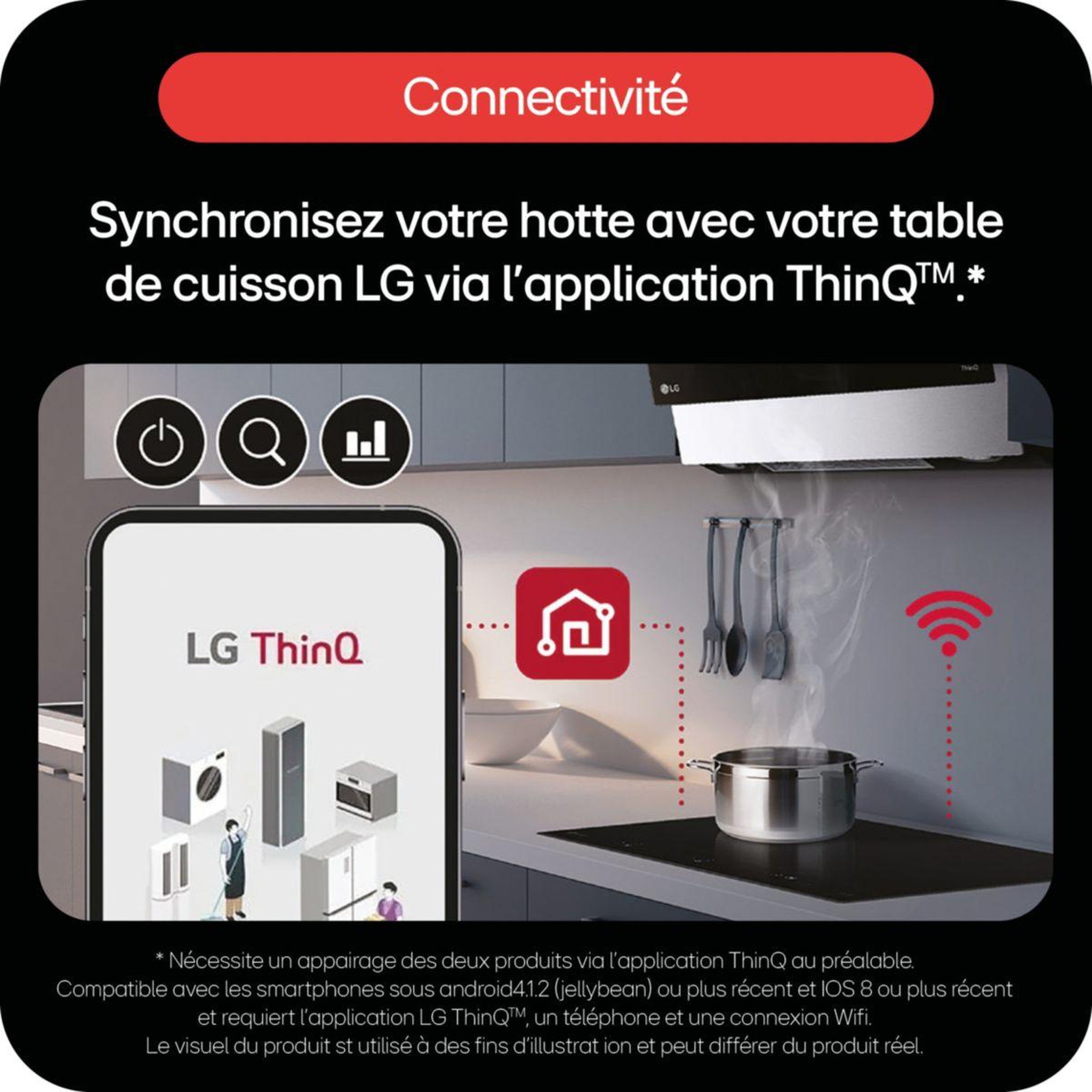 Voir la diapositive 5 : LG Hotte décorative murale inclinée hcez2428b thinq