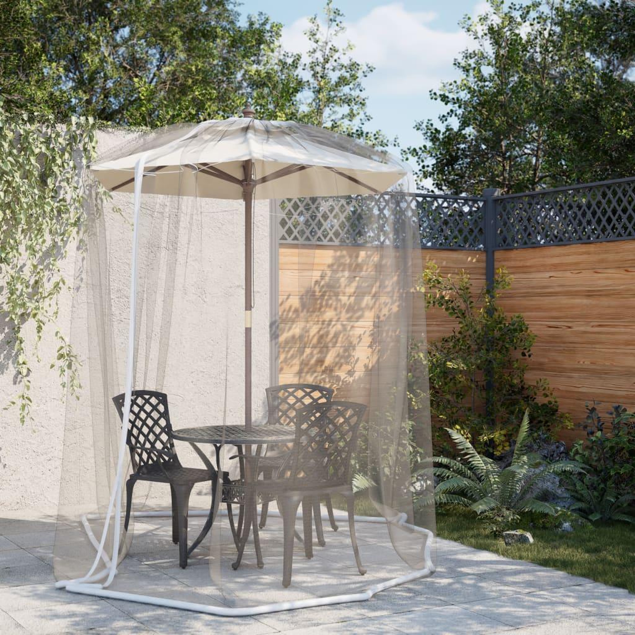 VIDAXL Moustiquaire pour parasol 220 maille blanc Φ330x250 cm