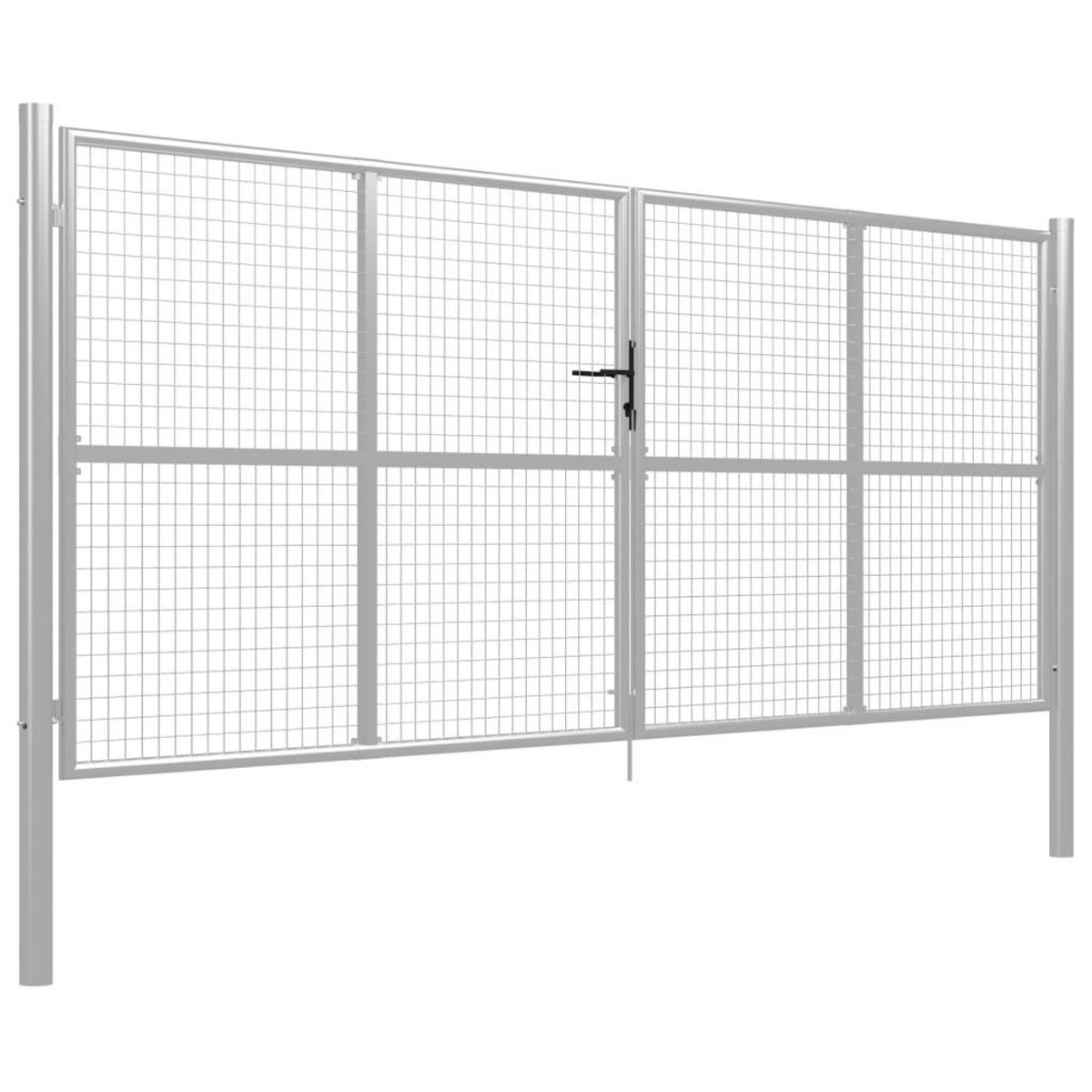 VIDAXL Porte de jardin Acier galvanise 415x200 cm Argente