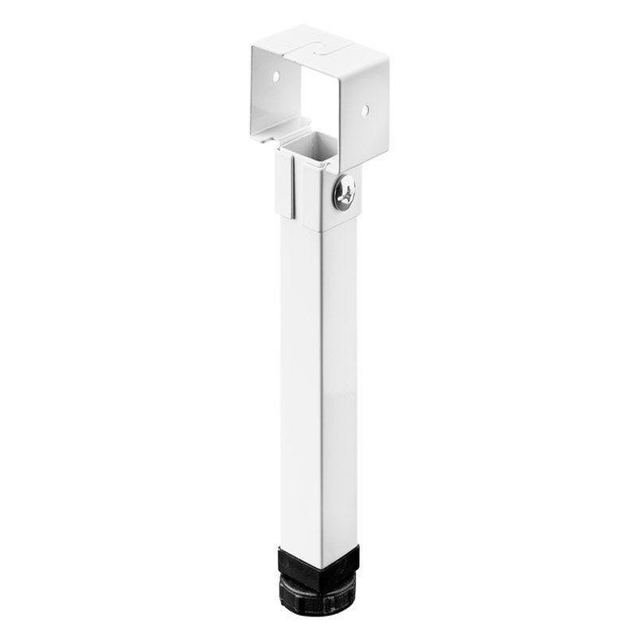 CENTRALE BRICO Pied de lit carré HETTICH, acier blanc, hauteur reglable de 24 à 26.5 cm