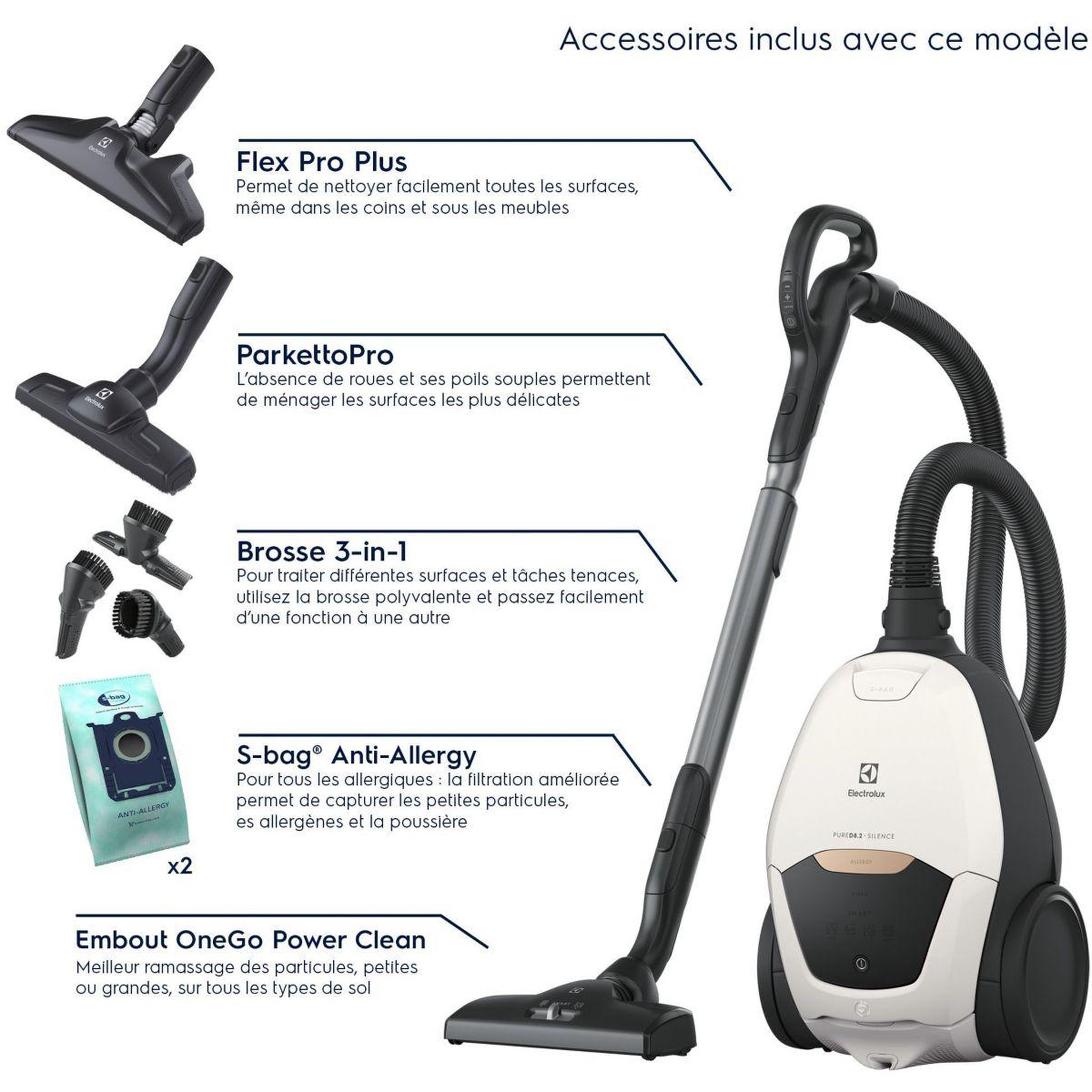 Voir la diapositive 3 : ELECTROLUX Aspirateur avec sac Pure D8 Allergy PD82-ALRG