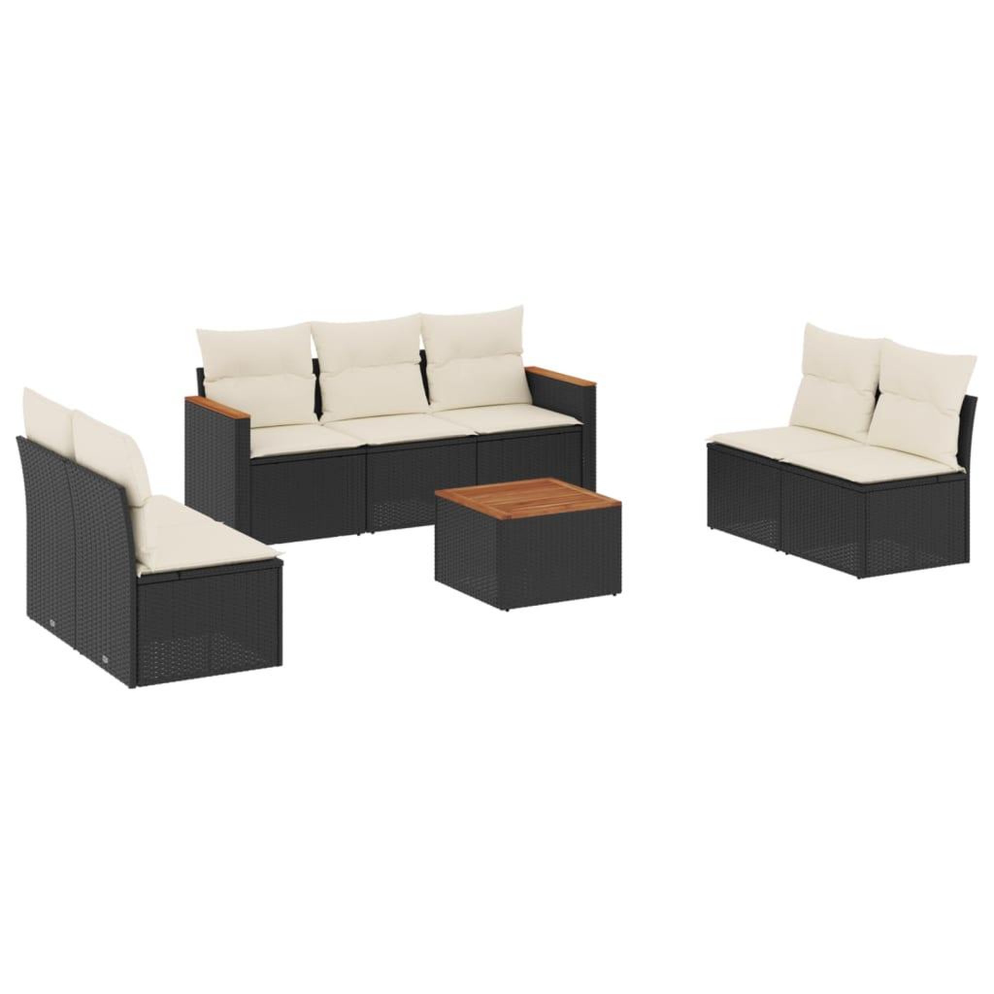 Voir la diapositive 2 : VIDAXL Salon de jardin 8 pcs avec coussins noir resine tressee
