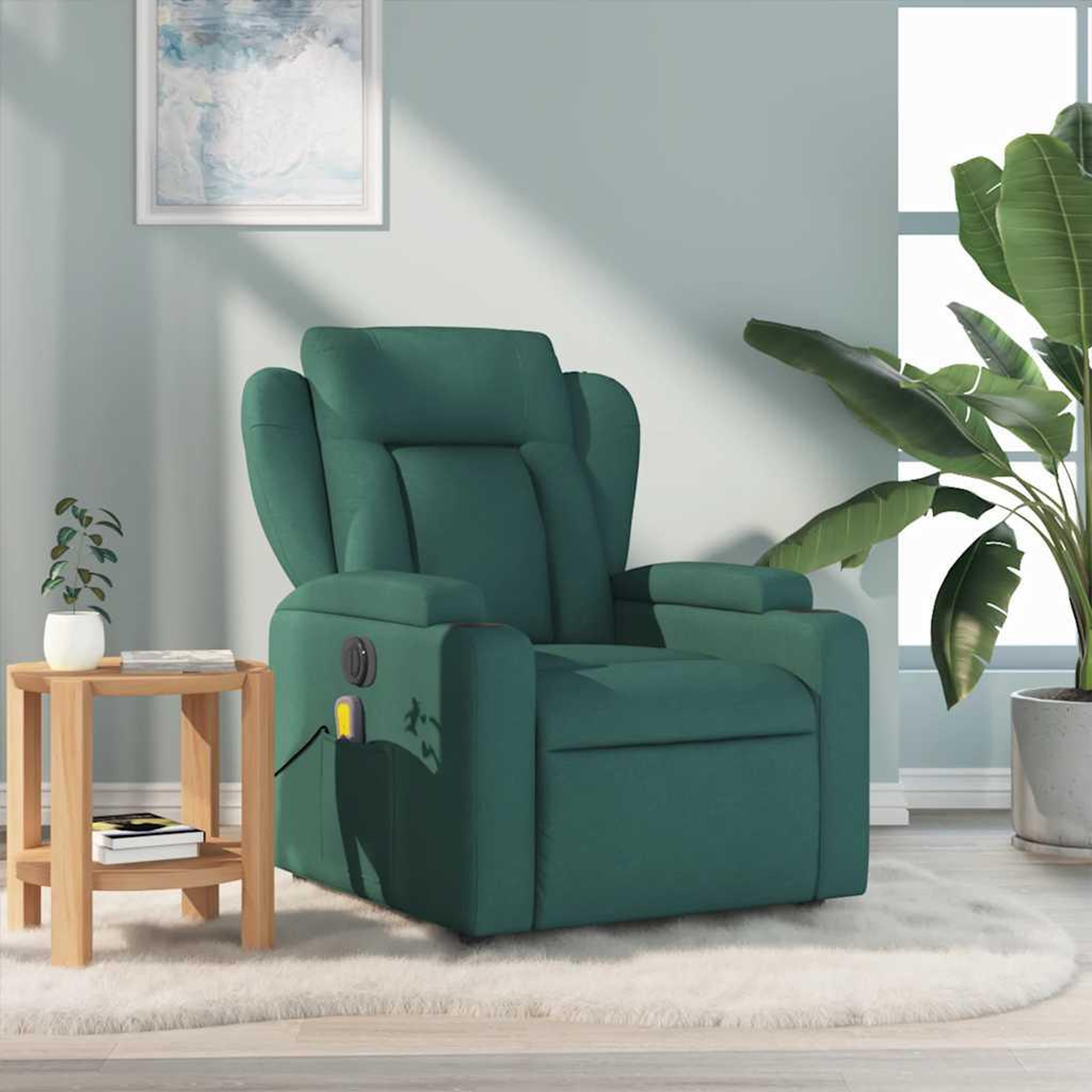 VIDAXL Fauteuil de massage inclinable Vert fonce Tissu
