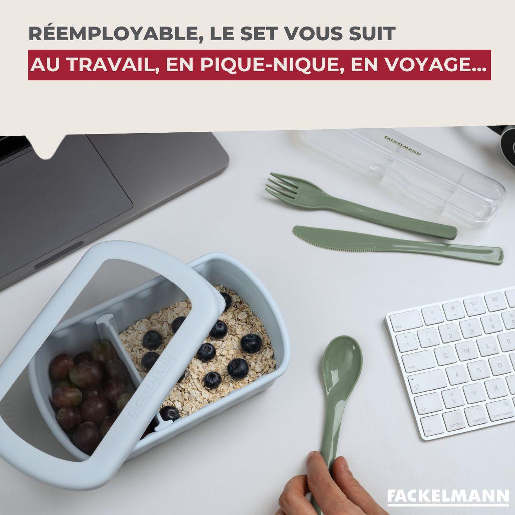 Voir la diapositive 5 : Fackelmann Boîte de 3 couverts réemployables fackelmann storage