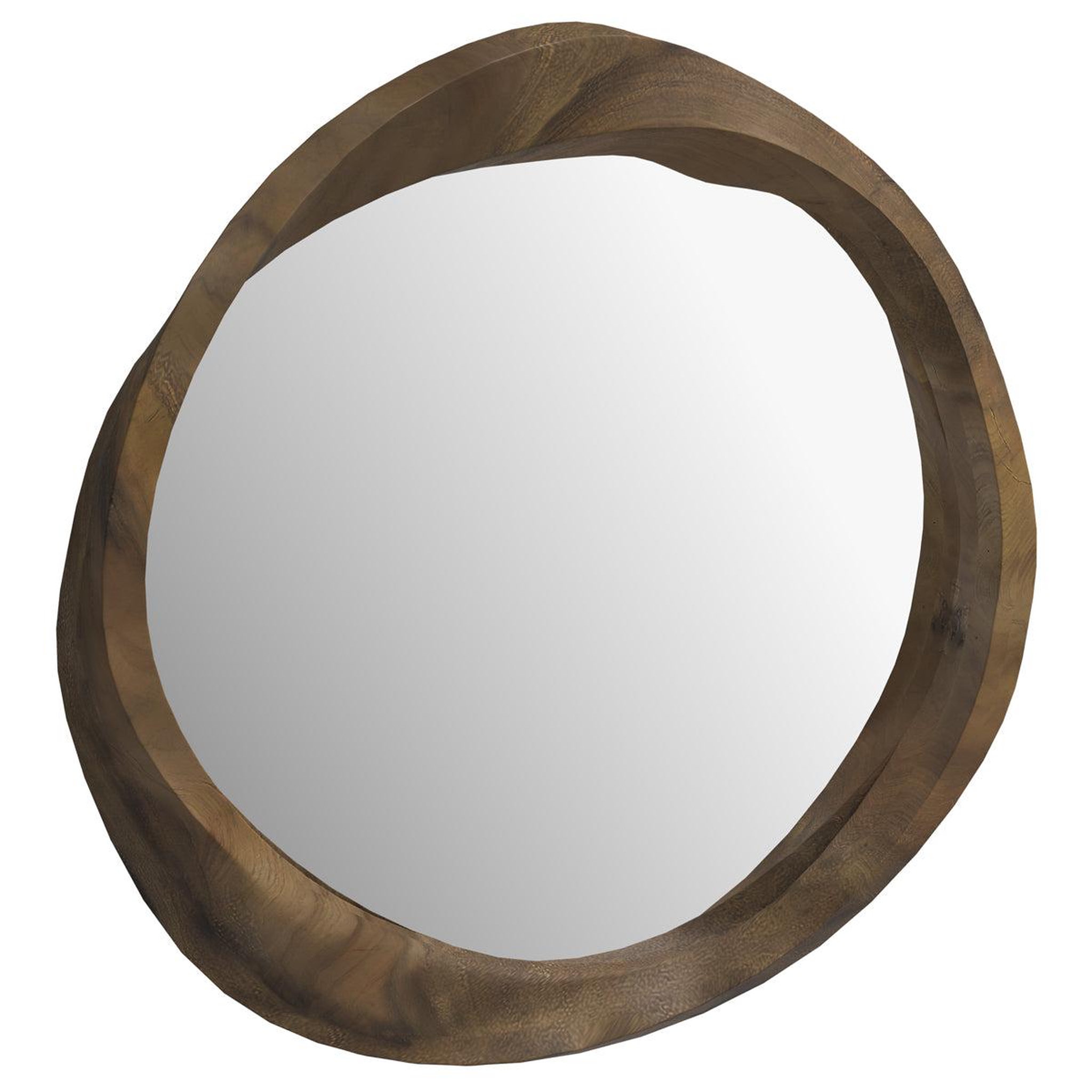 Voir la diapositive 3 : MAISON PAVANE Miroir rond en bois de suar ondulé d53 cm-yong