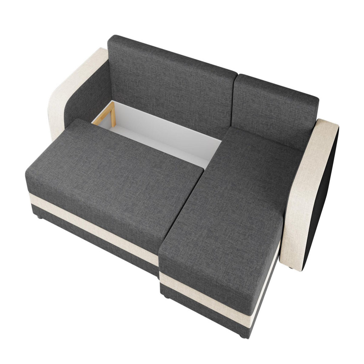 BEST MOBILIER Harvey - canapé d'angle réversible 4 places convertible avec coffre en tissu bicolore