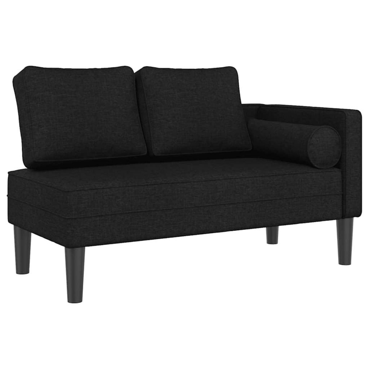 VIDAXL Chaise longue avec coussins noir tissu