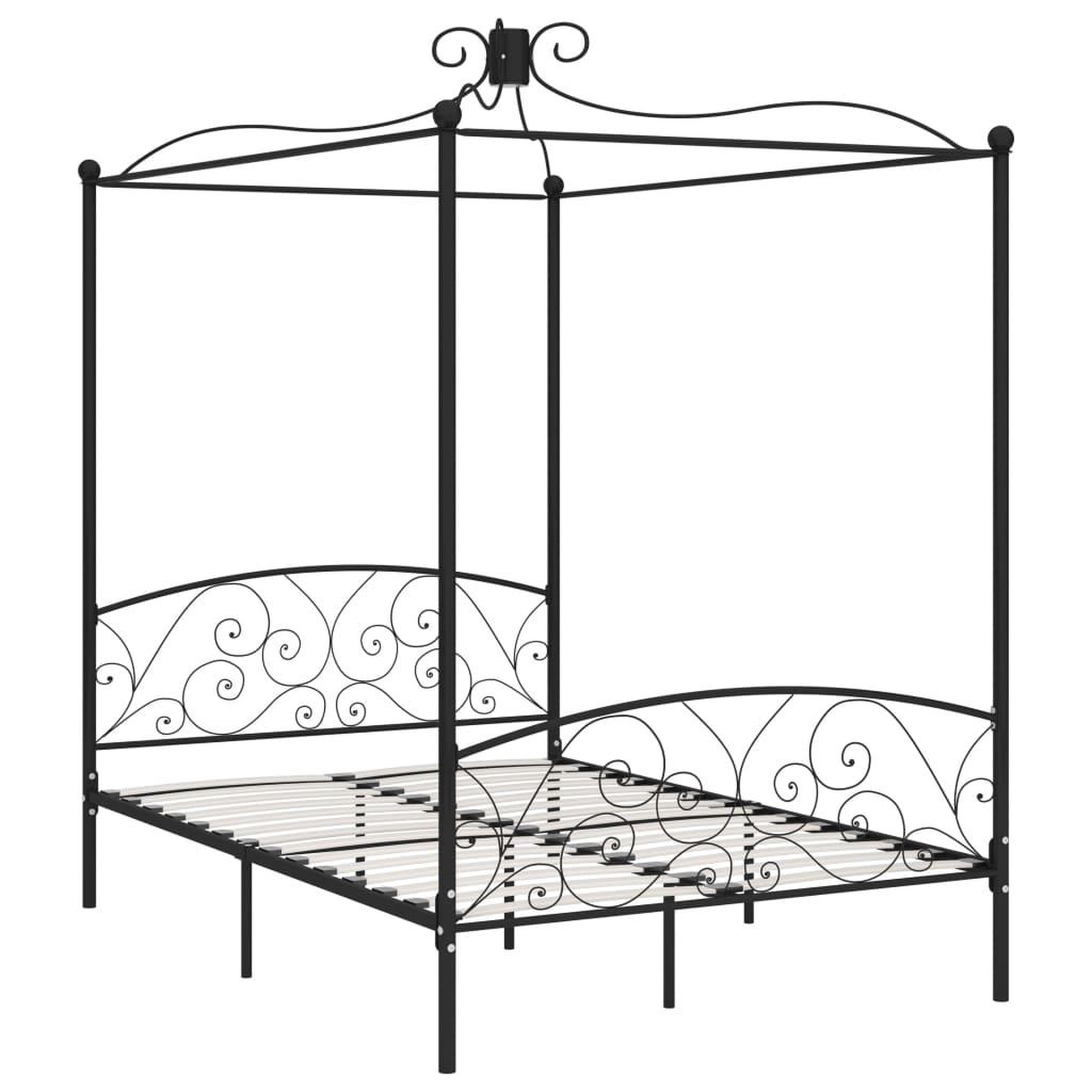 Voir la diapositive 2 : VIDAXL Cadre de lit a baldaquin Noir Metal 120 x 200 cm