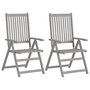 Voir la diapositive 2 : VIDAXL Chaises inclinables de jardin lot de 2 et coussins Bois acacia