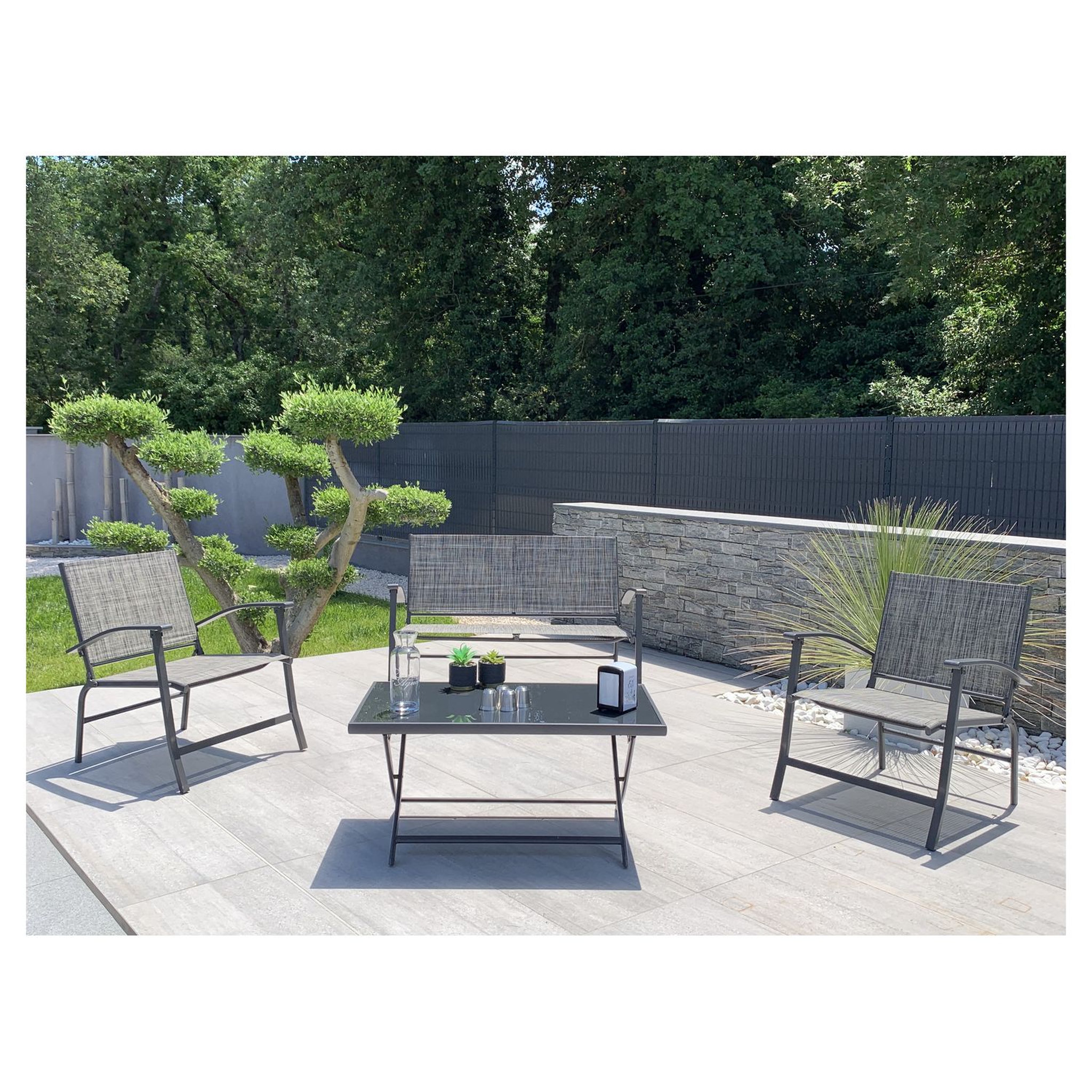 Voir la diapositive 1 : Givex Salon bas de jardin pliant 4 personnes SPRING