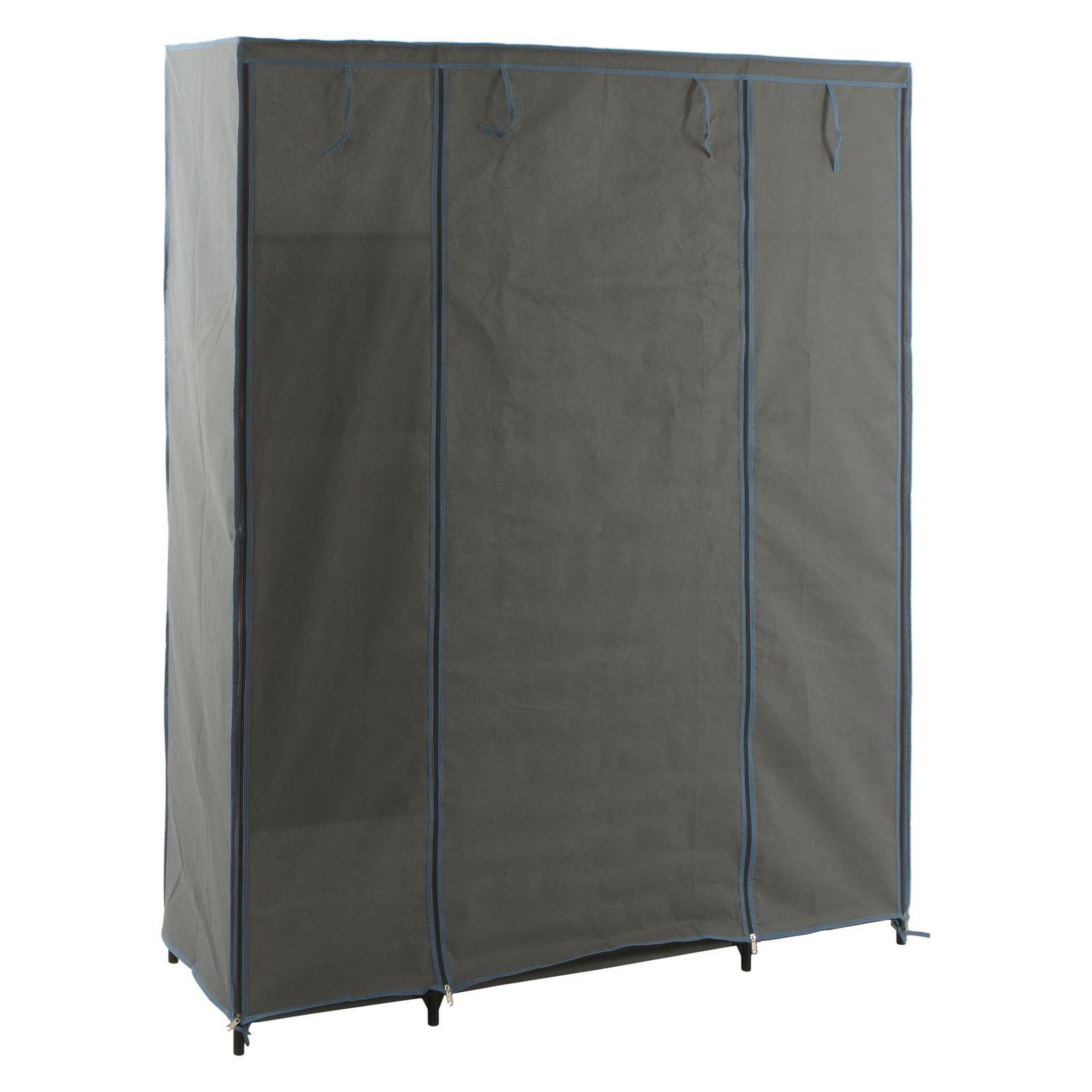Voir la diapositive 4 : FIVE Armoire en tissu avec penderie, étagères et boites de rangement - Gris anthracite