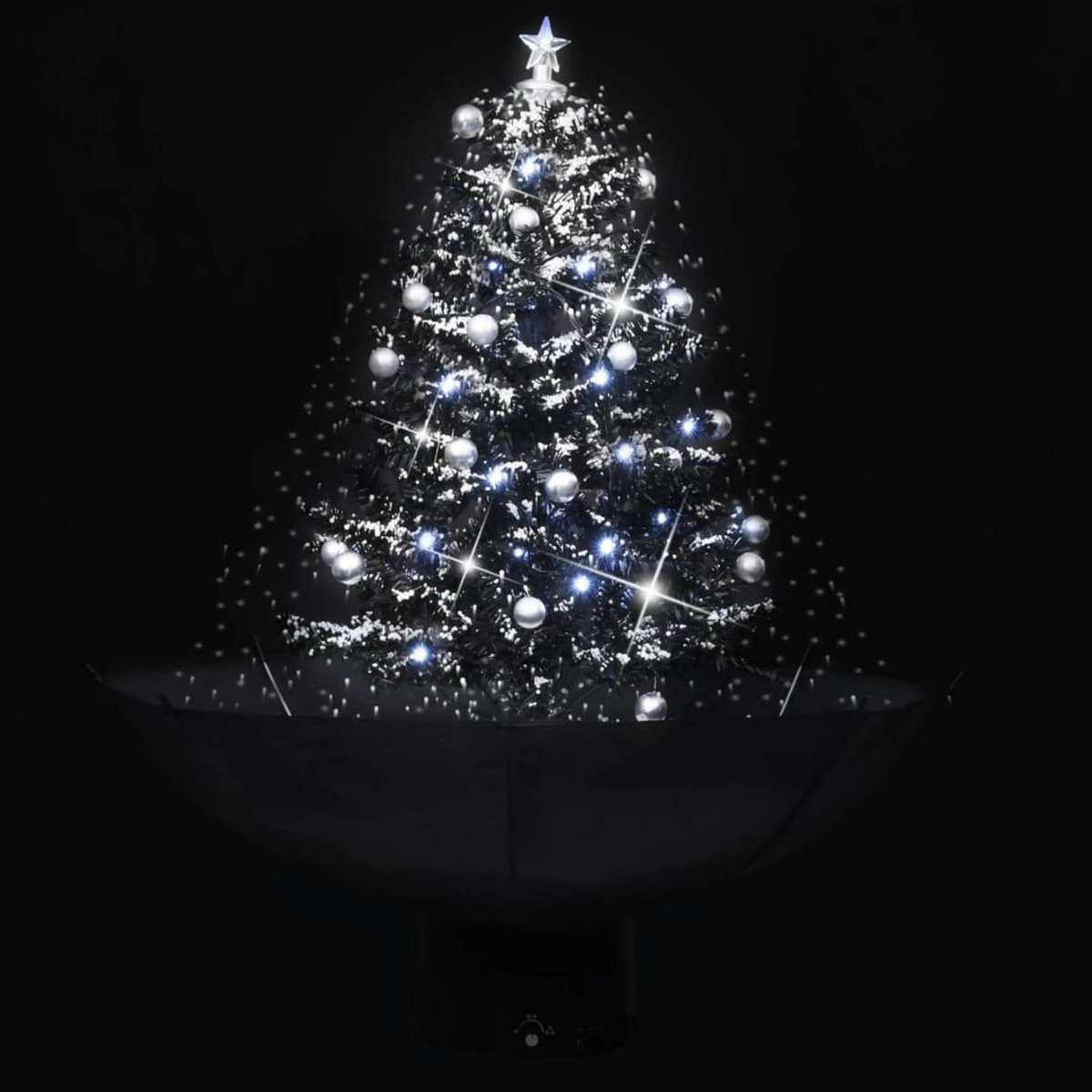 VIDAXL Arbre de Noël neigeux avec base de parapluie Noir 75 cm PVC