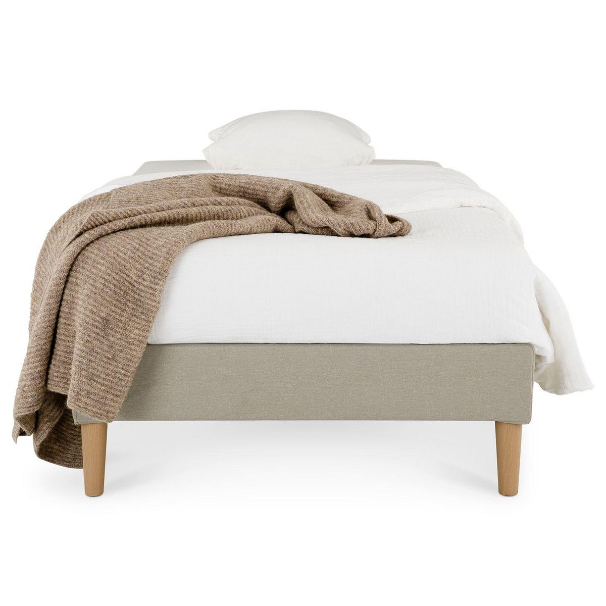 IDIMEX Sommier tapissier PAIMPOL 90 x 190 cm revêtement tissu