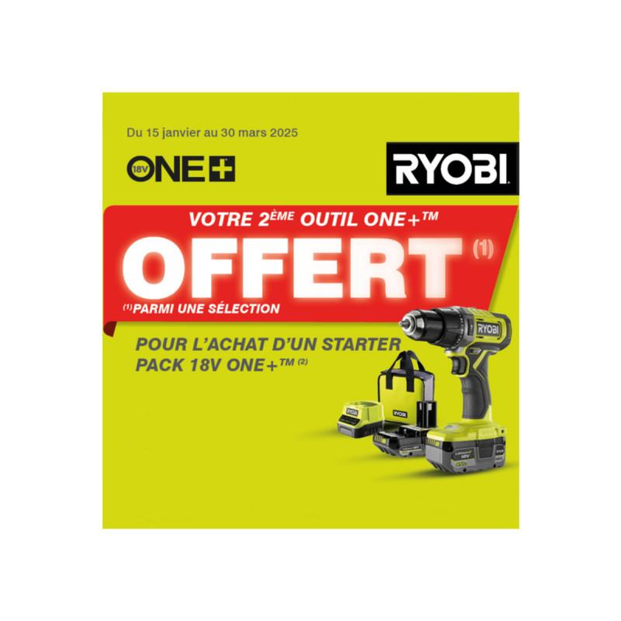 Voir la diapositive 2 : Ryobi Perceuse-visseuse RYOBI - R18DD3-220S - 18V One+ - 2 batteries 2.0Ah - chargeur rapide
