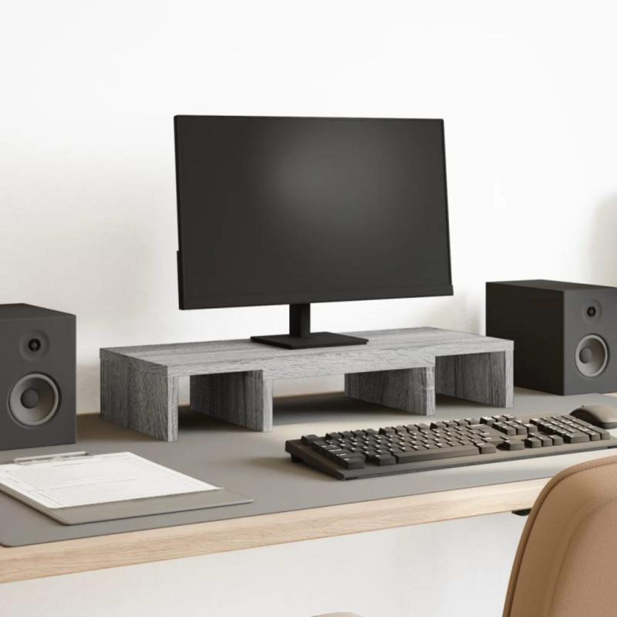 VIDAXL Support de moniteur réglable sonoma gris bois d ingénierie