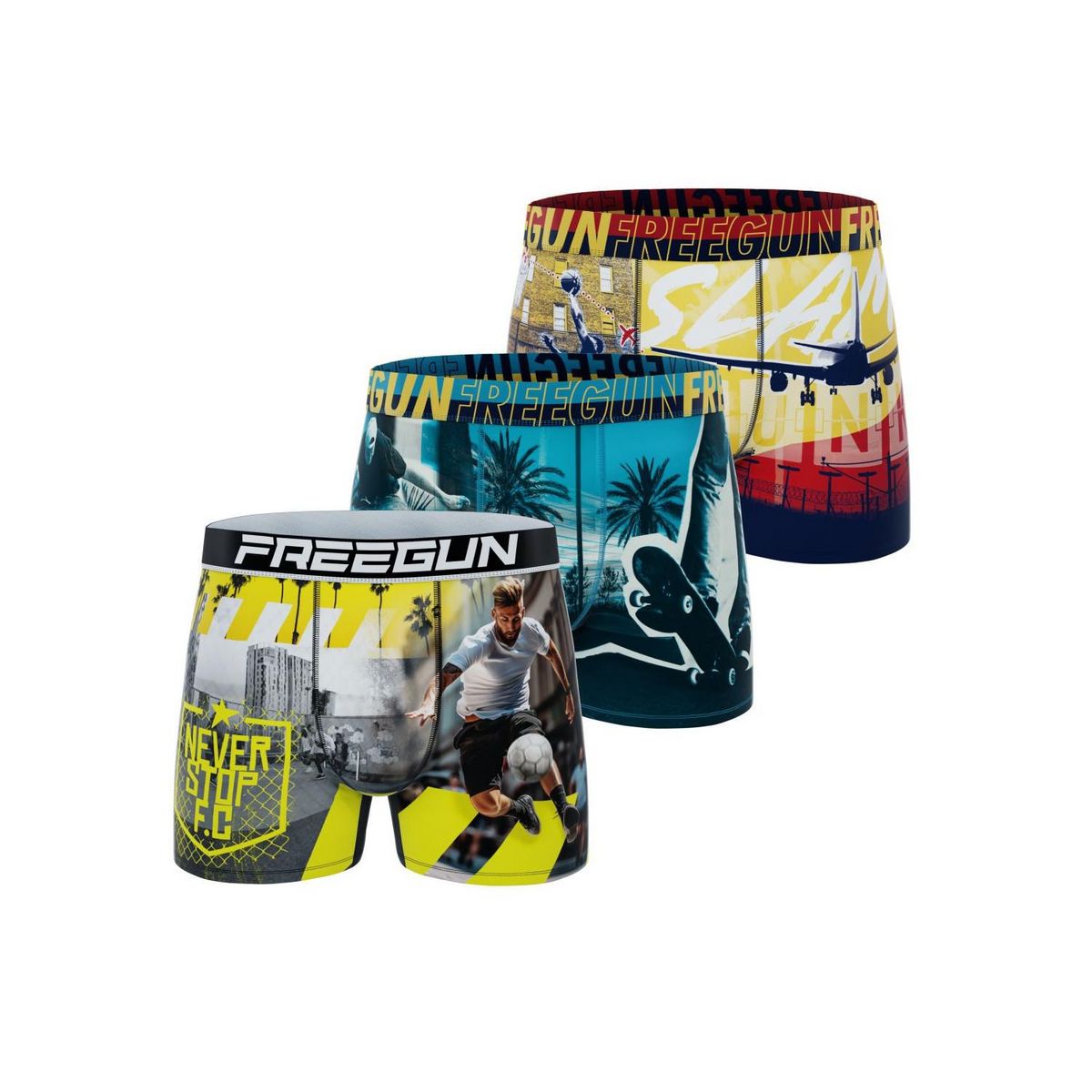 FREEGUN Lot de 3 boxers homme  Street Sport