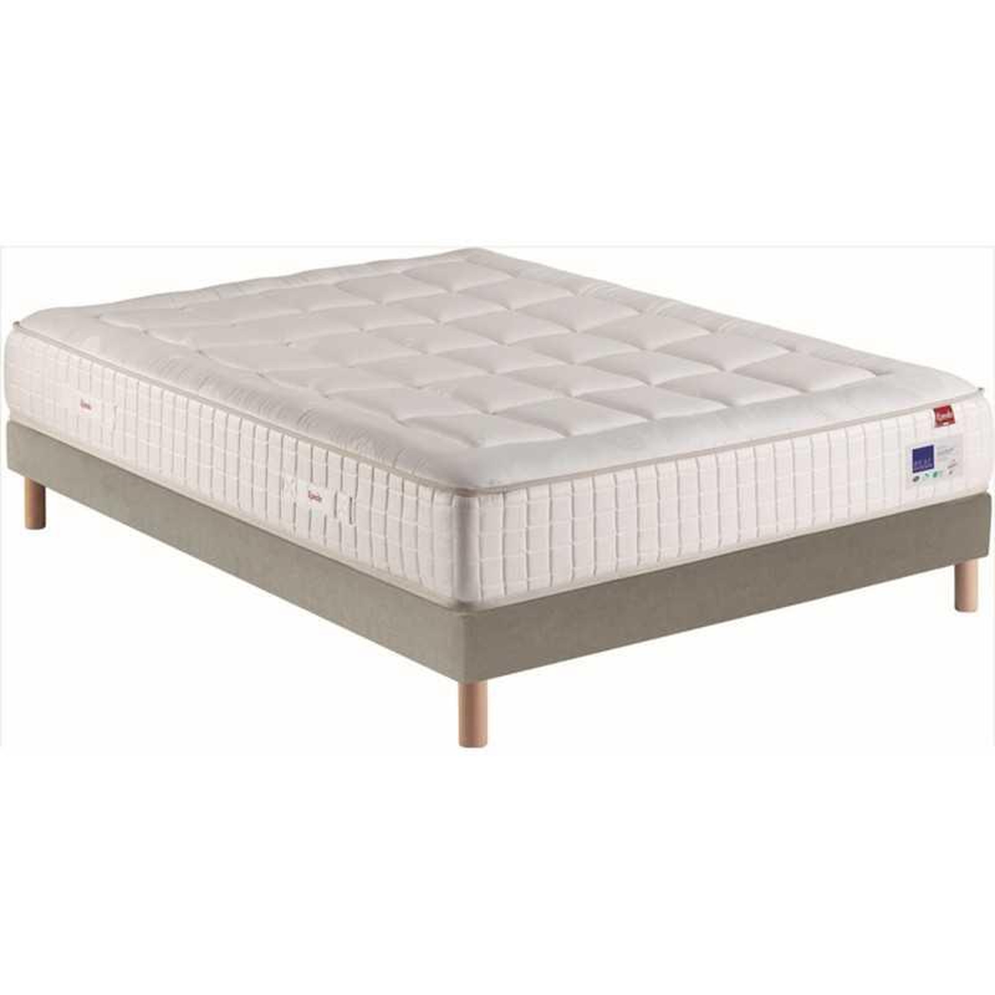 EPEDA Ensemble matelas + sommier 160 x 200 cm epeda beau-dormir natural, ressorts ensachés 580, accueil ferme, 3 zones, faces hiver laine de limousin/été lin de normandie, sommier tapissier 15 cm