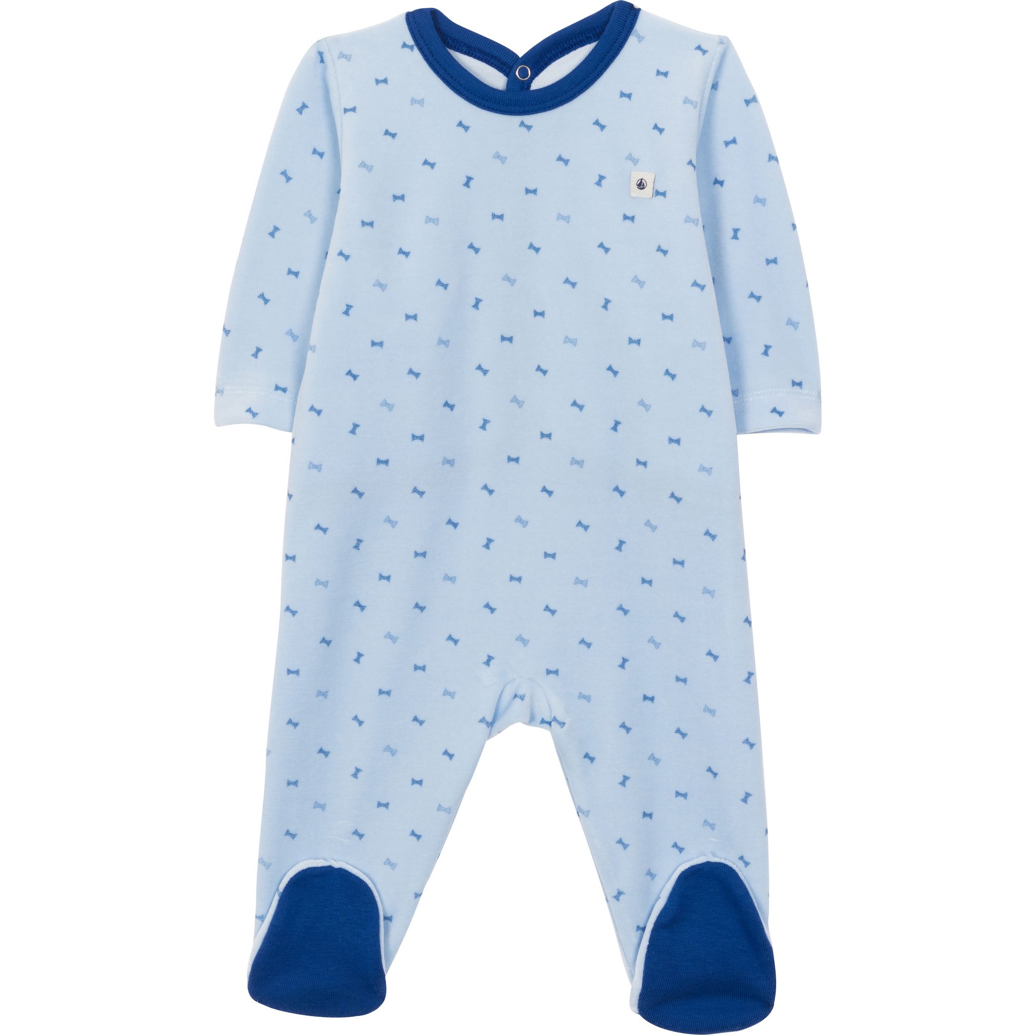 Dors-bien Bébé Garçon Petit Bateau - Pyjama Velours étoiles Bleues, Coton Bio, Pression Avant, 100% Coton