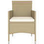 Voir la diapositive 5 : VIDAXL Ensemble de bistro 5 pcs Resine tressee et verre trempe Beige