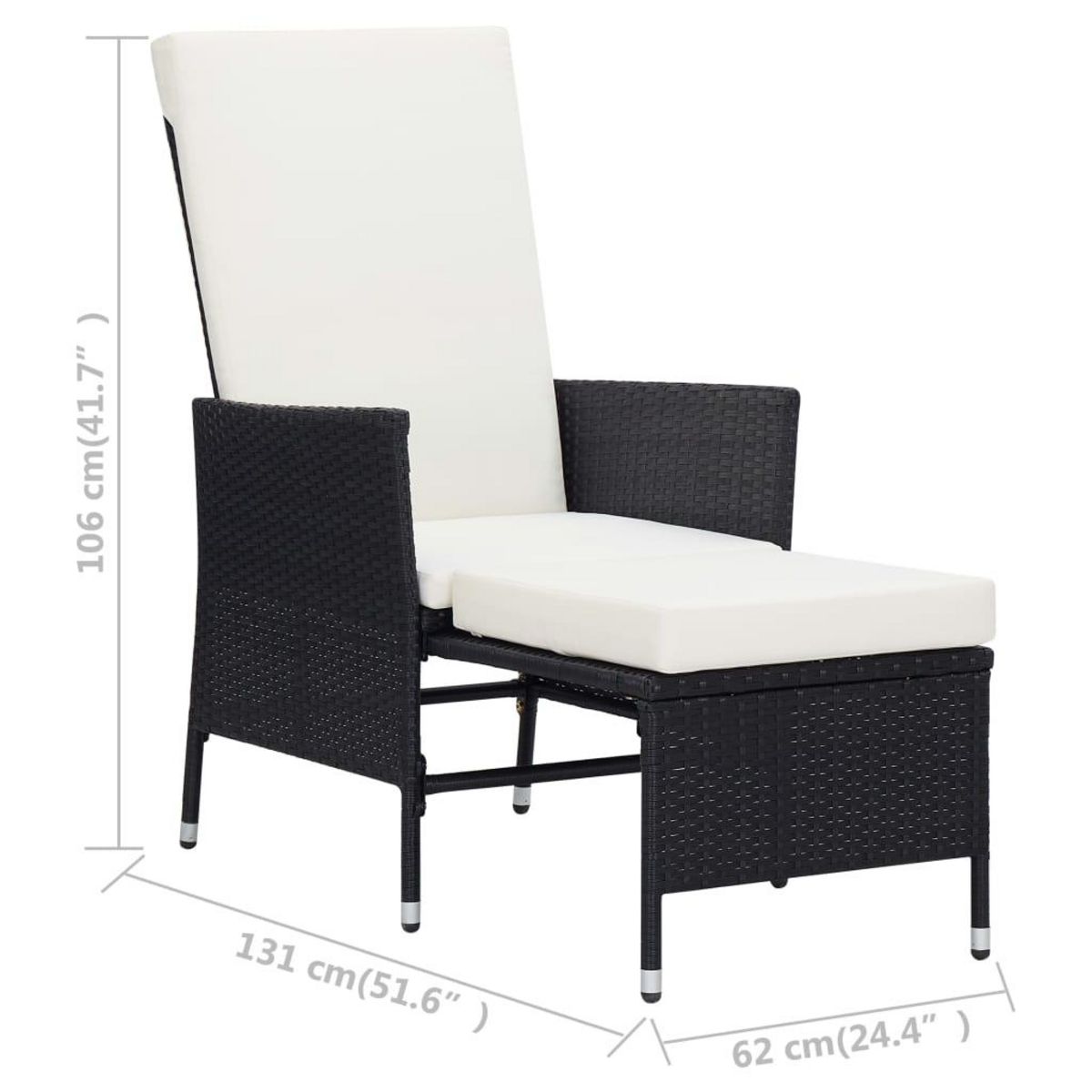 VIDAXL Chaise inclinable de jardin avec coussins Resine tressee Noir