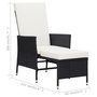 Voir la diapositive 6 : VIDAXL Chaise inclinable de jardin avec coussins Resine tressee Noir