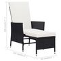 Voir la diapositive 6 : VIDAXL Chaise inclinable de jardin avec coussins Resine tressee Noir