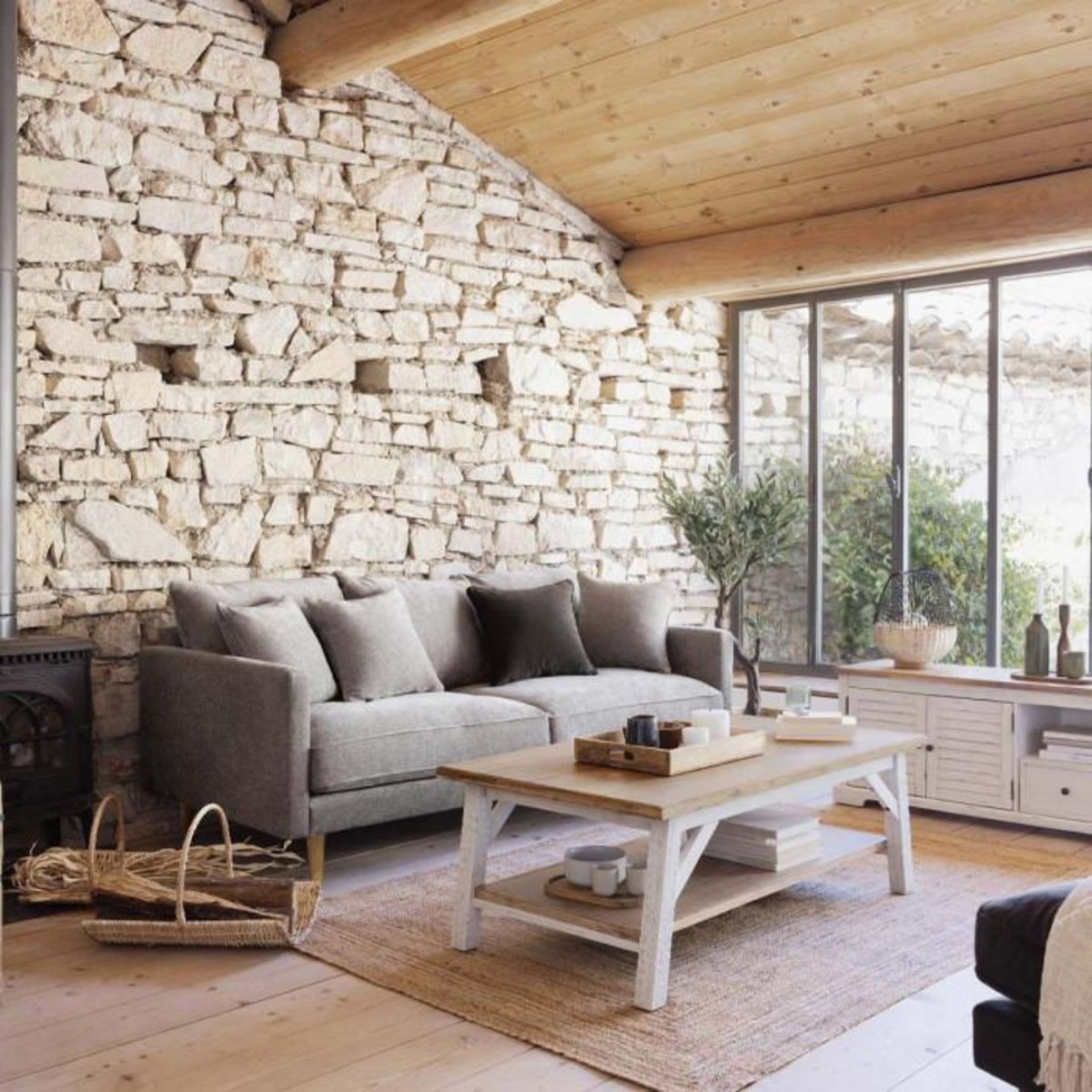 ATMOSPHERA Table Basse en Bois  Olbia  120cm Blanc