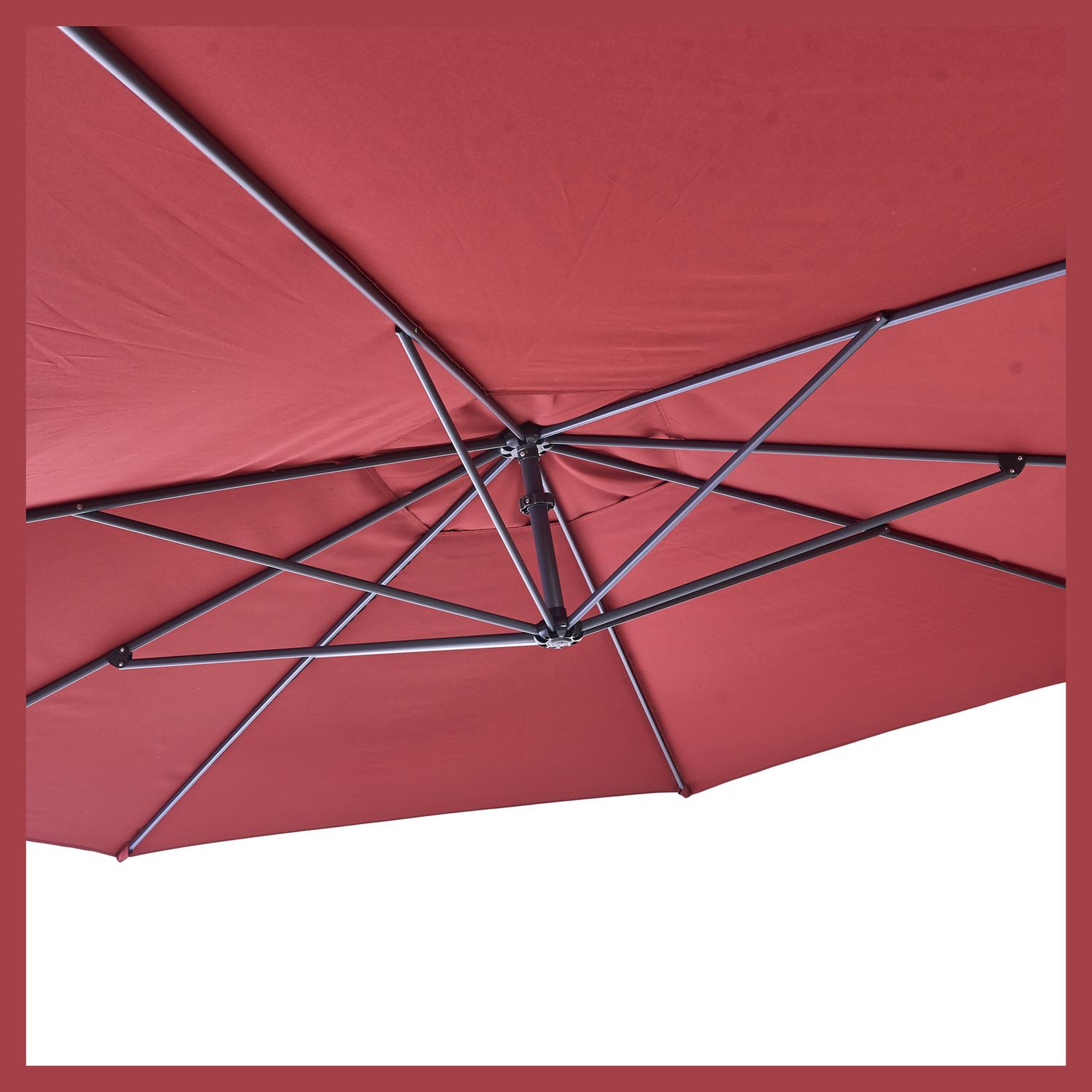 Voir la diapositive 3 : GARDENSTAR Parasol déporté octogonale - Aluminium et polyester - 3x4m - Rouge dahlia