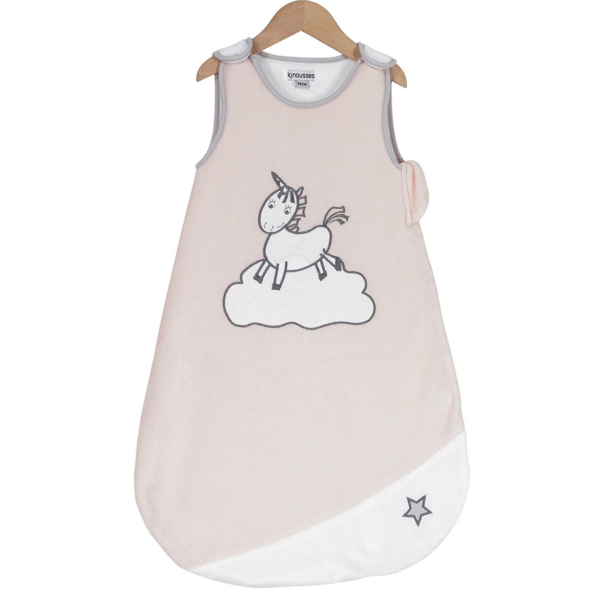 Gigoteuse naissance velours blanc/rose Licorne
