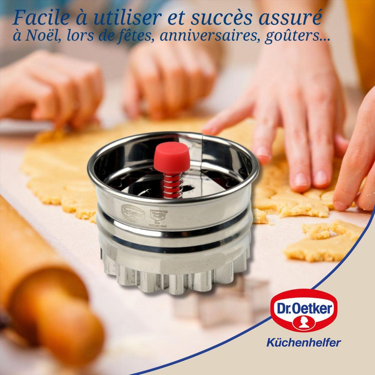 DR.OETKER Ensemble de 2 Emporte-pièces biscuit linzer motif smiley Dr Oetker Noël