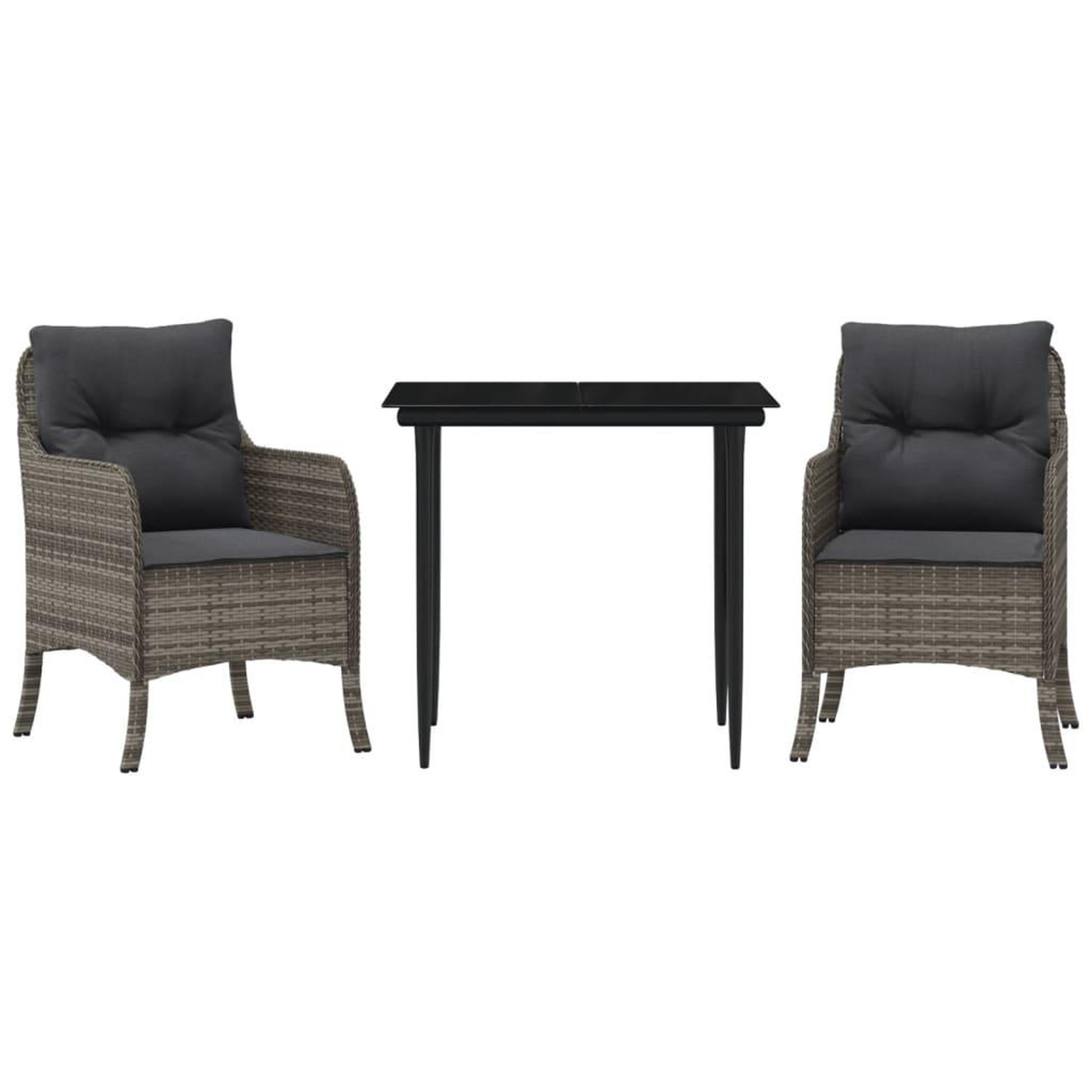 Voir la diapositive 2 : VIDAXL Ensemble a manger de jardin 3 pcs coussins gris resine tressee