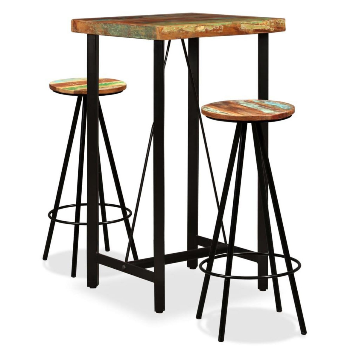 VIDAXL Ensemble de bar 3 pcs Bois de recuperation massif