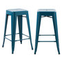 Voir la diapositive 2 : Rendez vous déco Lot de 2 tabourets pour îlot central 66 cm en métal bleu mat-Indus