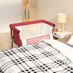 VIDAXL Lit pour bebe avec matelas Rouge Tissu de lin