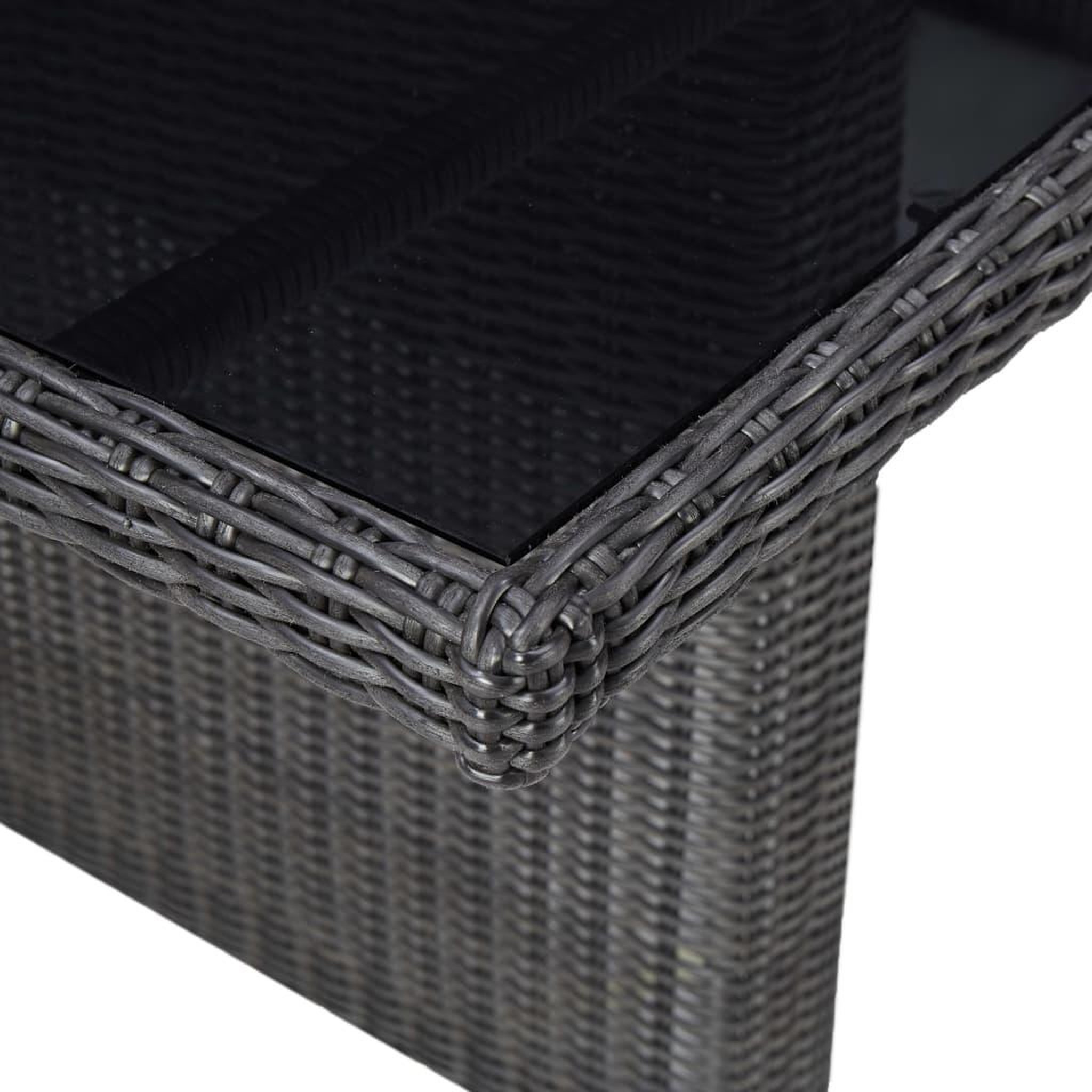 Voir la diapositive 4 : VIDAXL Table a manger Noir 200x100x74 cm Verre et resine tressee