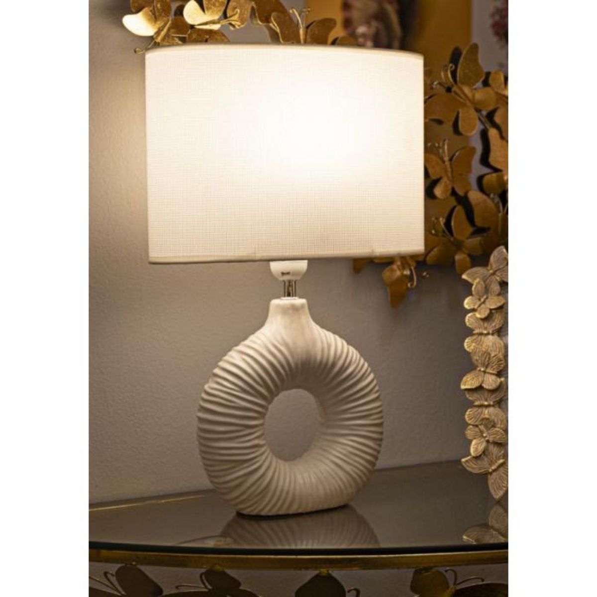 Paris Prix Lampe à Poser en Céramique  Seta  43cm Blanc