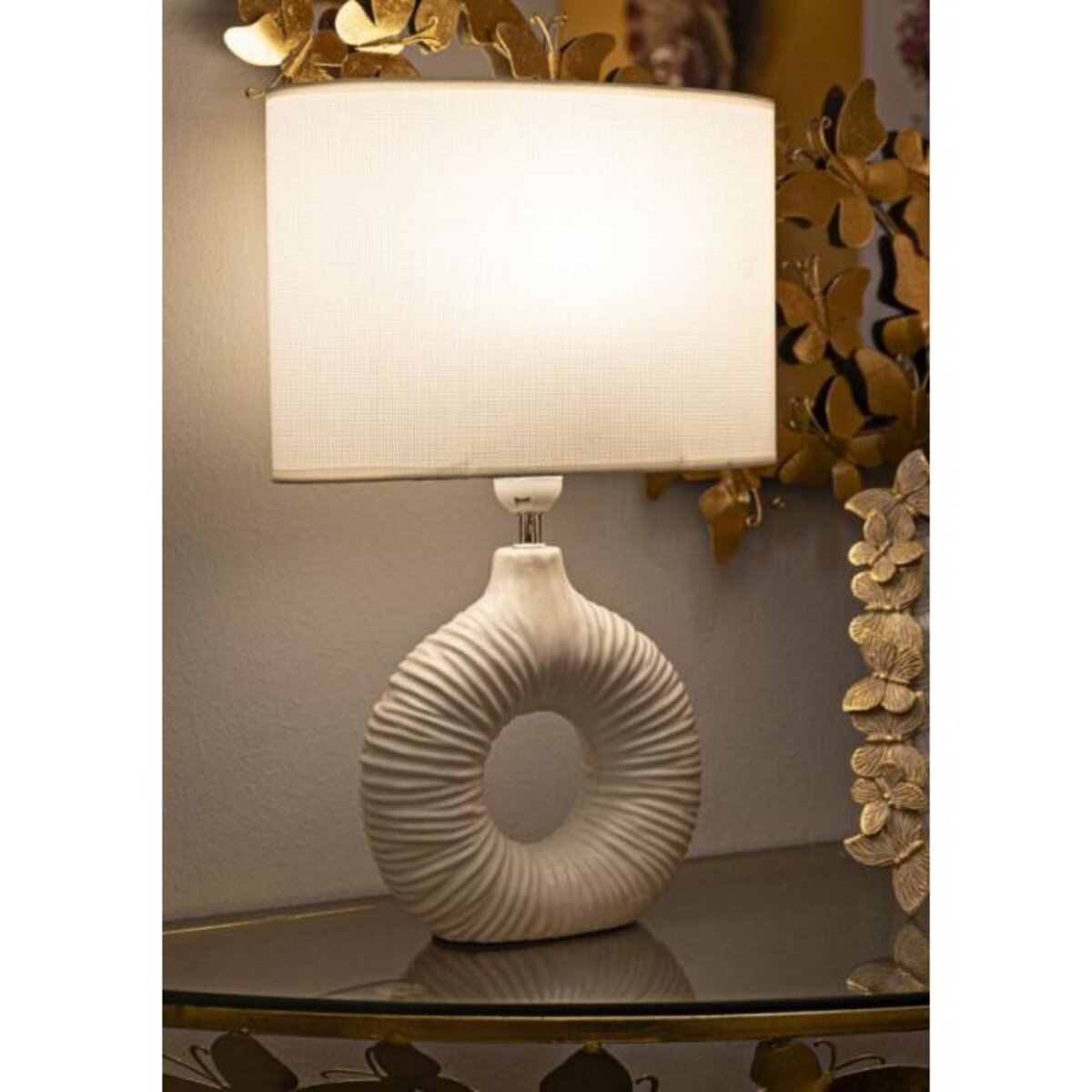 Paris Prix Lampe à Poser en Céramique  Seta  43cm Blanc