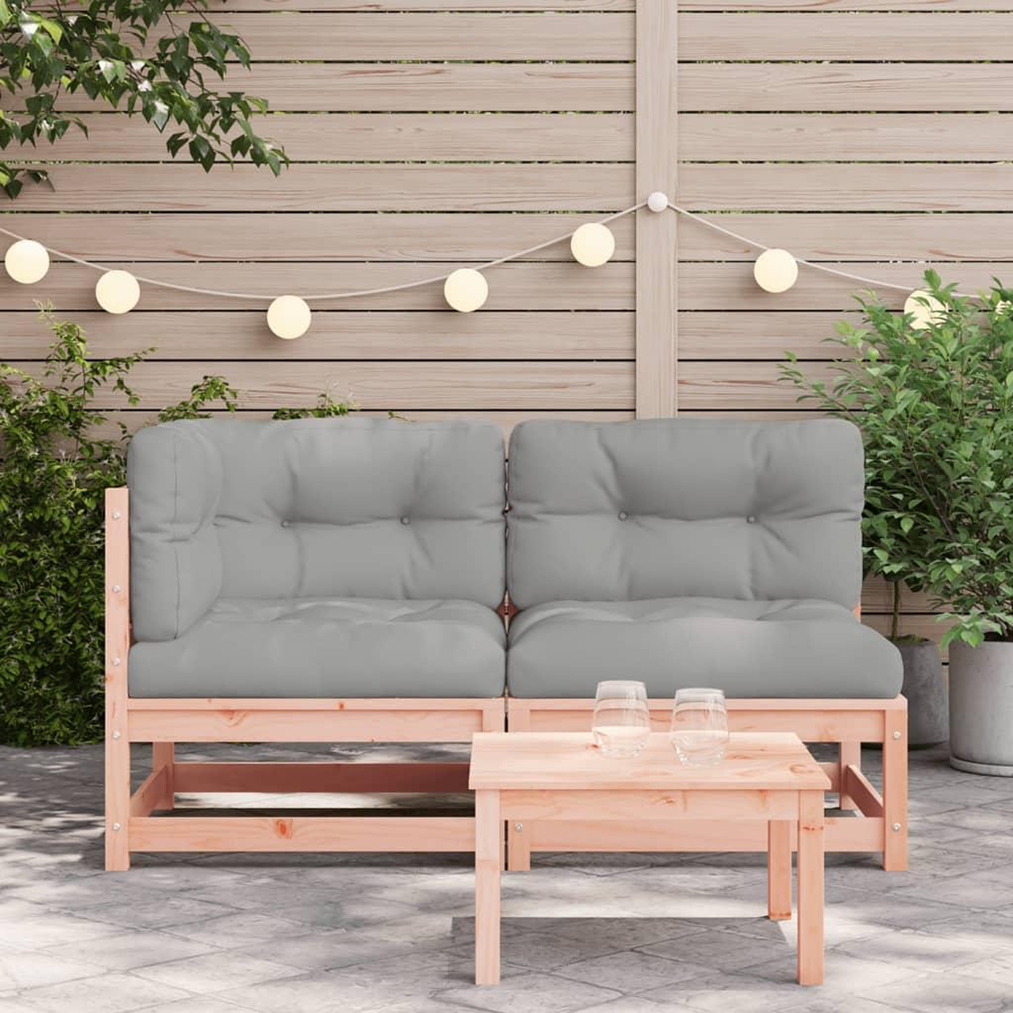 Voir la diapositive 3 : VIDAXL Canape de jardin avec coussins 2 places bois massif douglas