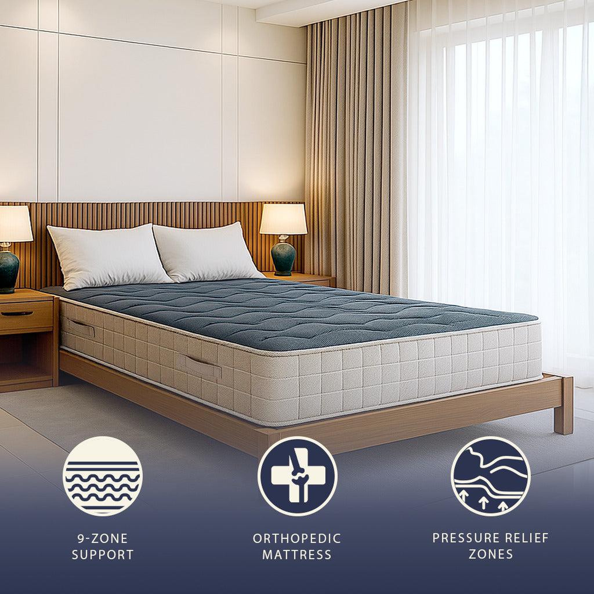 Voir la diapositive 2 : THE WHITE STONE Matelas 80x190 cm en Mémoire de Forme 9 Zones | Hauteur 20 cm | Orthopédique, Respirant & Hypoallergénique | Revêtement Anti-acariens & Antibactérien