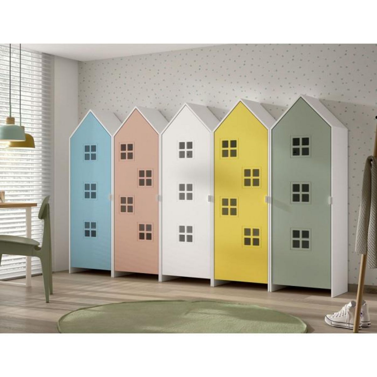 Paris Prix Pack - 4 Armoires Enfant  Casami Bruges  171cm Multicolore