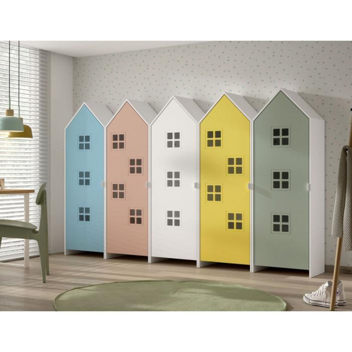 Paris Prix Pack - 4 Armoires Enfant  Casami Bruges  171cm Multicolore