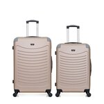WAVE PARIS WAVE PARIS - Lot de 2 - Valise grand format et valise weekend CONGO. Coloris disponibles : Rose, Gris, Beige, Bleu, Noir