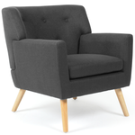 ID MARKET Fauteuil scandinave LIV en tissu gris anthracite