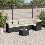 VIDAXL Salon de jardin 7 pcs avec coussins noir resine tressee